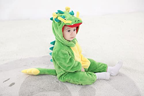 TONWHAR Unisex-Baby Costume Jumpsuit Pajama Cartoon Dog Dinosaur Outfit Toddler's Romper (Green Din