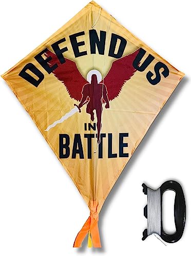 Spiritful Toys Christian Kite for Kids & Adults, Diamond Style Easy to Fly Kite, Easy to Assemble, Great Kite for Beginner, Gift for Easter or Pentecost (St Michael Archangel)