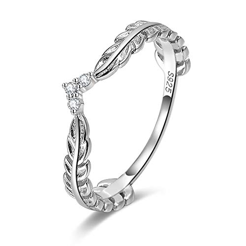 Ginger Lyne Collection V Shape Leaf Enhancer Band Sterling Silver Anniversary Wedding Ring for Women Size 5