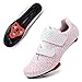 SDEQA Cycling Shoes Womens Road Indoor Bike Shoes Hook-Ring Compatible Peloton with Delta Cleats Lightweight Fashion,Pink,7.5