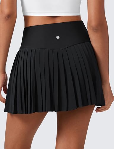 CRZ YOGA Women's High Waisted Pleated Tennis Skirts with Pockets Tummy Control Casual Liner A Line Workout Golf Skorts2