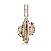 GNOCE Abalorio de cactus para pulseras de plata de ley 925, chapado en oro rosa con circonita cúbica verde, colgante de amor incondicional, compatible con todas las pulseras y collares
