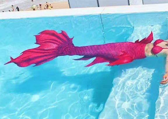 Costume Coda Sirena Fucsia Unisex Donna Professionale Mermaid Tail Mare Piscina SMZ019H1