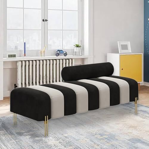 Image of Lazy Couch and Reclining Sofa /Recliner Chaise Longue /Fabric recliners /for Bedroom /Living Room /Office Reception Recliner Lounge Sofa and Armchair (Black & Beige)