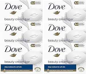 6 x Dove Beauty Cream Bar | Classic Original Soap for Shower & Bath Cleansing | Normal & Sensitive Skin | pack of 6 Multipack 540g