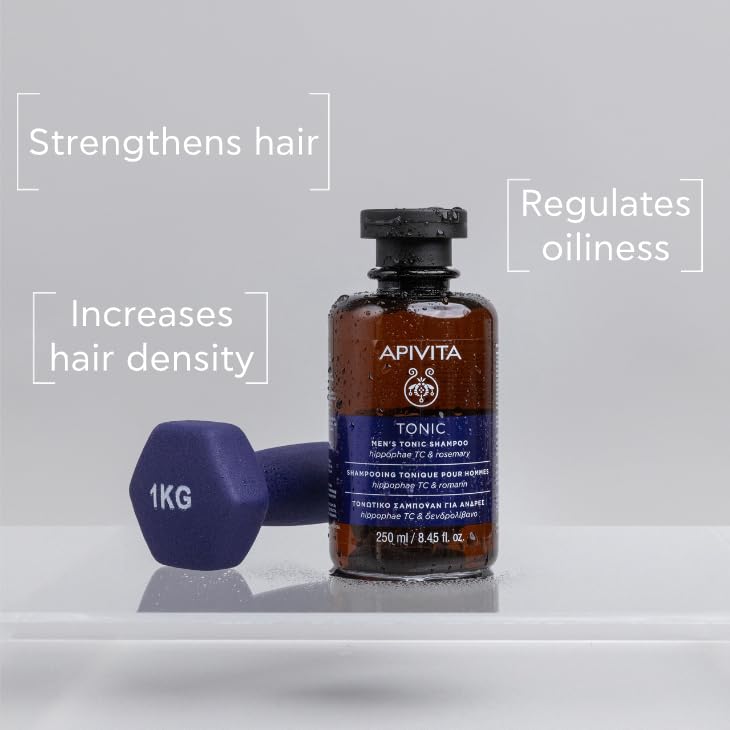 APIVITA Tonic Men's Shampoo for Thinning Hair | Strengthens, Prevents Hair Thinning & Promotes Hair Growth with Hippophae Tonic Complex, Rosemary & Propolis, Silicone-Free - Image 2