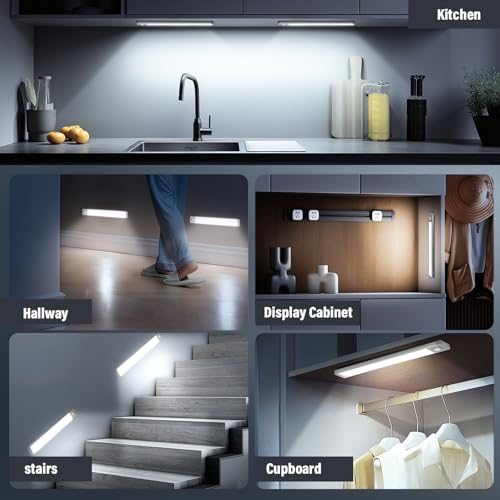 Bilonly Under Cabinet Kitchen Lights, 40 LED Rechargeable Motion Sensor Lights Indoor, Magnetic Dimmable Under Cupboard Lights, Wireless LED Strip Light for Kitchen, Stairs, Wardrobe, Hallway, 2 Pack - Cosy Home Interiors Bilonly Under Cabinet Kitchen Lights, 40 LED Rechargeable Motion Sensor Lights Indoor, Magnetic Dimmable Under Cupboard Lights, Wireless LED Strip Light for Kitchen, Stairs, Wardrobe, Hallway, 2 Pack - Image 7