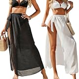 Sukizifa Pareo Damen Strand, 2 Stück Strandtuch Schwarz Weiß, Sarong Tuch Damen für Strandurlaub, Wickelrock Damen Lang, Sommer Strand Must Haves