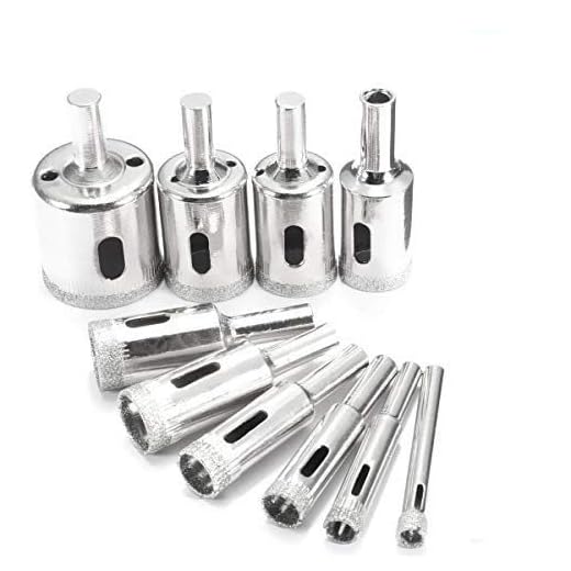Diamond Drill Bit Set, DRILLPRO 10 PCS Glass Hole Saw for Tiles Glass Ceramic Marble Bottles DIY,6mm - 30mm