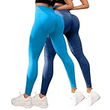 2 Pack Leggins Anticeluliticos Mujer,Suave y Elastico Mallas Running Mujer 3D Mallas Compresion,Comodo y Transpirable Leggins Push up Deportivos para Yoga Correr Jogging Caminar Gimnasio Fitness