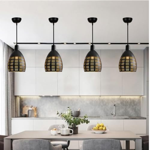 Image of GreyWings Black Aluminium Hanging Light Pendant Lamp, Antique Ceiling Light for Home Decor, Bulb Not Included, Pack of 3
