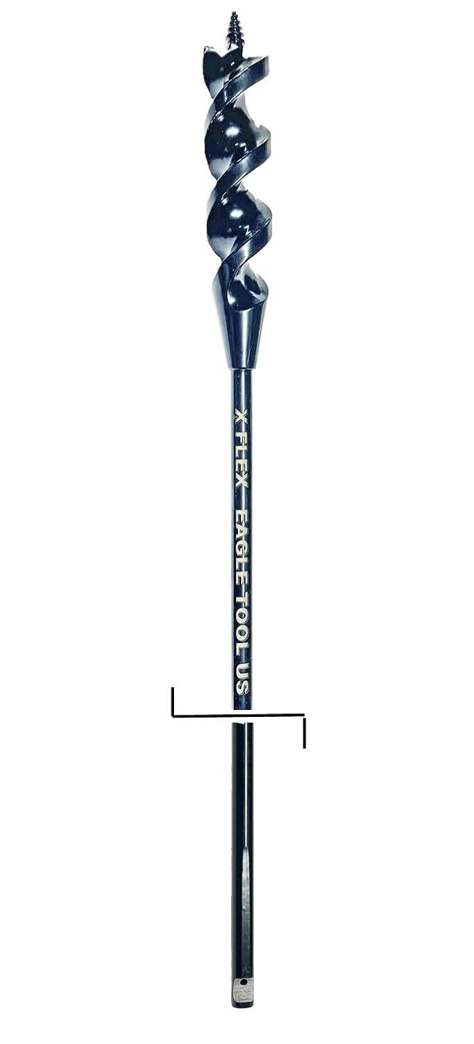 Eagle Tool US X Flex Flex Shank Installer Drill Bit, Auger Style, 9/16-Inch by 72-Inch, 3/16-Inch Notched Shank, Made in The USA