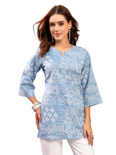 Image of COTLAND Fashions Jaipuri Cotton Printed Short Kurti for Women
