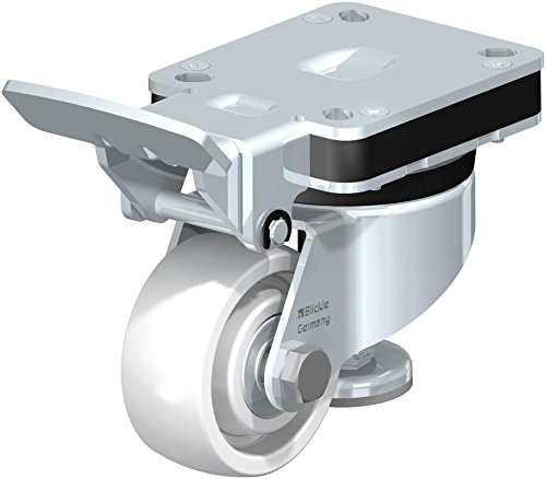 BLICKLE HEBEROLLE MIT ORTSFESTEM BETÄTIGUNGSHEBEL UND INTEGRIERTEM FESTSTELLFUß. MIT ANSCHRAUBPLATTE HRLK-SPO 80K. MIT KUGELLAGER. DURCHMESSER 80 mm Cover