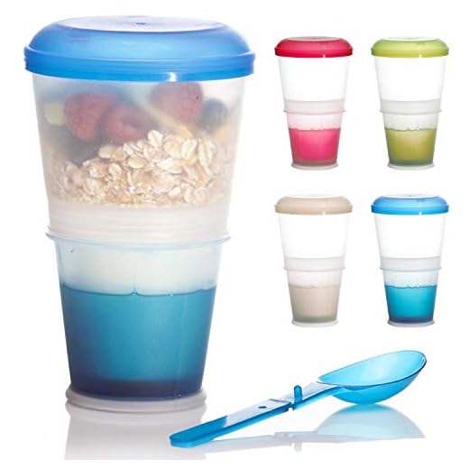 Taza de cereales para llevar 2 tazas de viaje con compartimento aislado para la leche y cuchara plegable con tapa hermética para el trabajo, la universidad, los viajes, los picnics y mucho más (Azul)