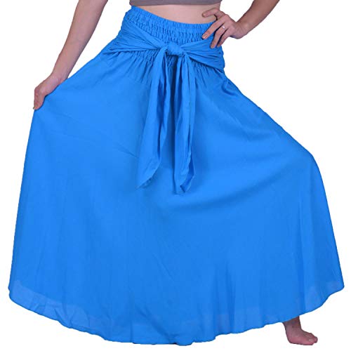 Lofbaz Women's Long Bohemian Maxi Skirt Hippie Gypsy Boho Dress - Blue #35 OS