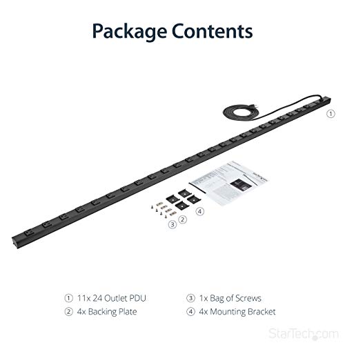 StarTech.com Multitoma para rack 24 tomas 120V 15A 10 ft RKPW247015 Negro miniatura 6