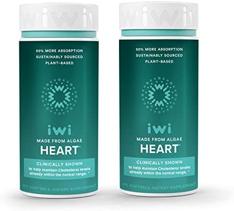 Iwi Life Heart Omega-3, Supports Overall Heart Health, Contains Vegan Algae Omega-3 & EPA - Helps Maintain Proper Lipid Levels - Non-GMO, Plant-Based, Gluten Free Heart Supplement - 60 Day Supply