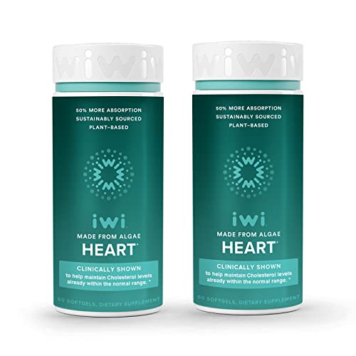 Iwi Life Heart Omega-3, Supports Overall Heart Health, Contains Vegan Algae Omega-3 & Epa - Helps Maintain Proper Lipid Levels - Non-Gmo, Plant-Based, Gluten Free Heart Supplement - 60 Day Supply #TOP2