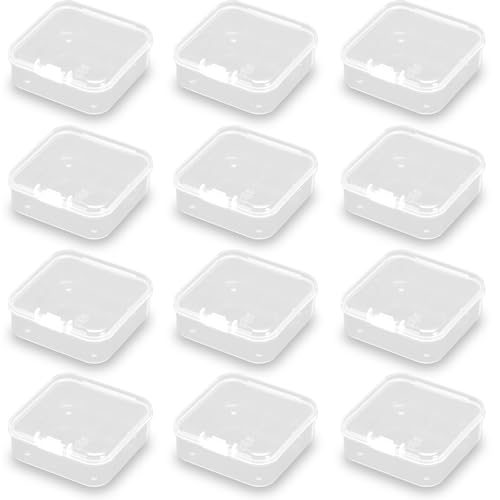 Image of 24 PCS Square Empty Mini Clear Plastic Storage Containers (2.13 x 2.13 x 0.79 Inch), Clear Plastic Beads Storage Containers Box for Beads, Jewelry, Game Pieces and More
