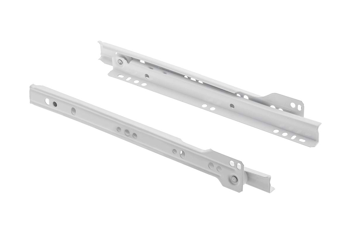 Gtv White Roller Drawer Slides / Runners Bottom Fix Metal Size 250Mm