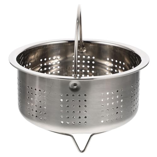 MUCKLILY Cesta Vapor Inoxidable con Mango Aislante Resistente y Ventilada para Cocina Vaporera Pequeña para Verduras y Arroz Accesorio Multiuso para Ollas