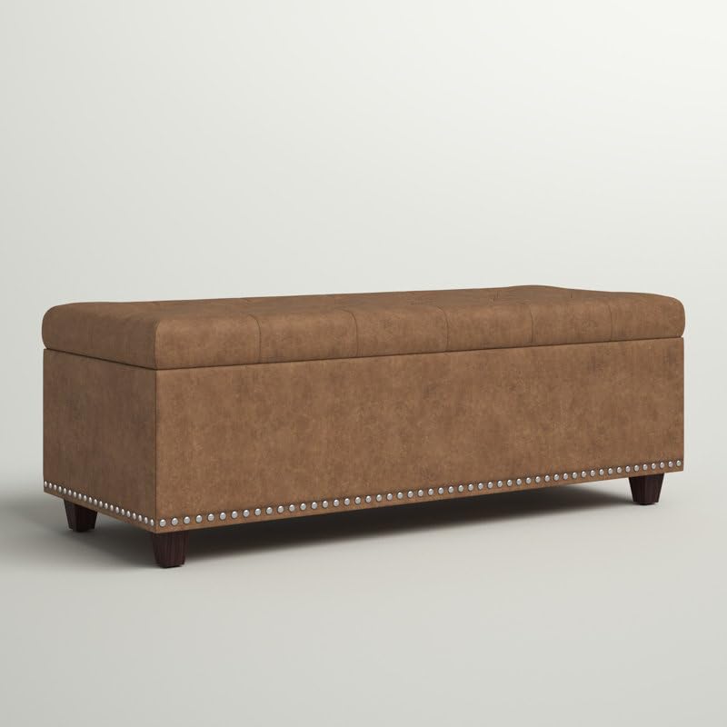 Image of Ottoman Bench with Storage, Ottoman Bench with 2 Seater Sofa Bench, Upholstered Bedroom Bench with Button-Tufted, Entryway Bench Storage Bench for Living Room Bedroom Office