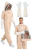 Imkeranzug Herren & Damen | Bienenanzug für Herren | Bienenschutzkleidung Ganzkörper Imkerei Schutzanzug | Unisex Weiß Imker Kostüm mit Schleier, Handschuhe (L)