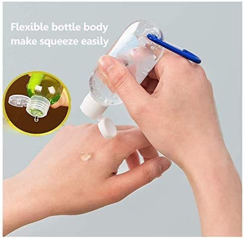 Miniatura 2 de 50 botellas de plástico transparente para llavero, recipientes para botellas desinfectantes de manos, botellas vacías recargables a prueba de fugas,