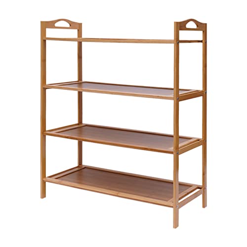 COBPEOE Zapatero de bambú, 4 estantes, de pie, estante de baño, 60 x 25 x 67 cm, estantería de pie para cocinas, balcones, oficinas, dormitorios o áreas de entrada