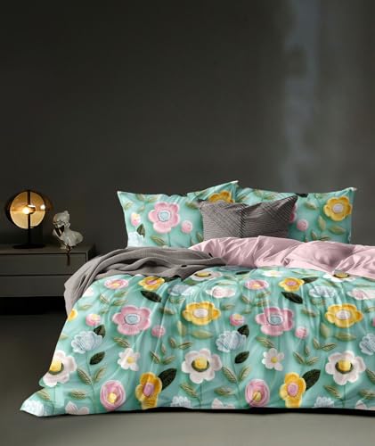 Image of Home 7D Print Fast Colour 210TC Cotton Bedsheet with Pillow Cover for Double Bed, King Size (Multicolor: 10)