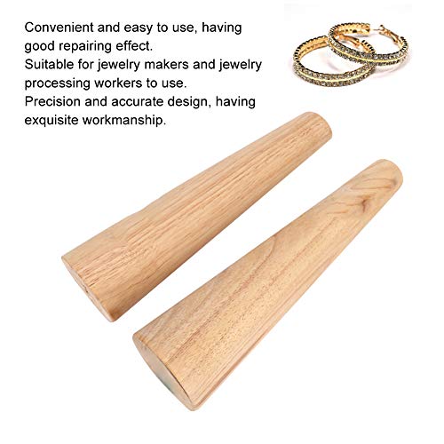 Bracelet Mandrel Stick (2pcs Round Oval Shape Wooden Jewelry Tool) Adjust Bracelet Gauge Measure and Deformation Repair Tool for Jewelry Making - Image 2