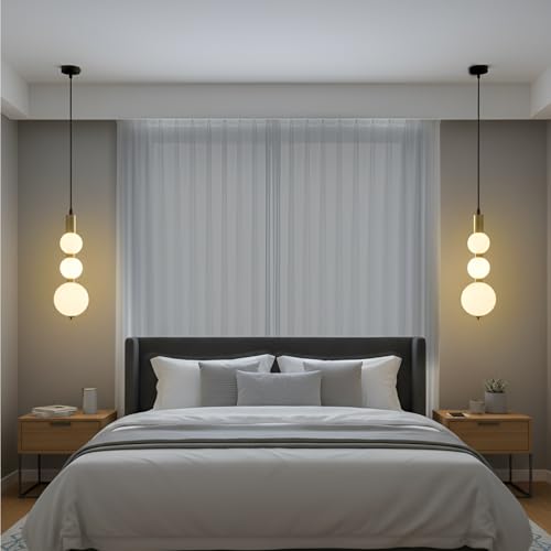 Image of Lamp master Luxe Globe Modern 3-Sphere Pendant Light | Elegant Acrylic Ball Hanging Lamp | Antique Gold Finish Decorative Chandelier for Living Room, Dining Room, Bedroom, Cafe & Home Interior