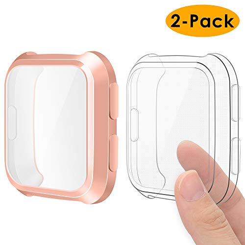 EZCO Screen Protector Case Compatible with Fitbit Versa (2-Pack), Soft TPU Plated Bumper Case All-Around Protective Screen Cover Shell Compatible Versa Smart Watch