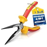 S&R VDE Flachrundzange 200 mm, gerade Spitzzange