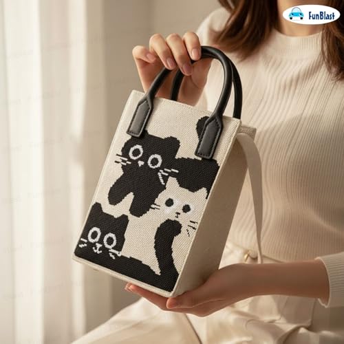 Image of FunBlast Crossbody Mobile Sling Bag for Women - Stylish Phone Pouch with Strap & Silicone Handle, Keychain, Coin, Cosmetics Purse, Cute Utility Bag for Girls & Women