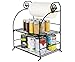 TQVAI 2 Tier Spice Rack Organizer Kitchen Bathroom Countertop Organizer with Paper Roll Holder, Black