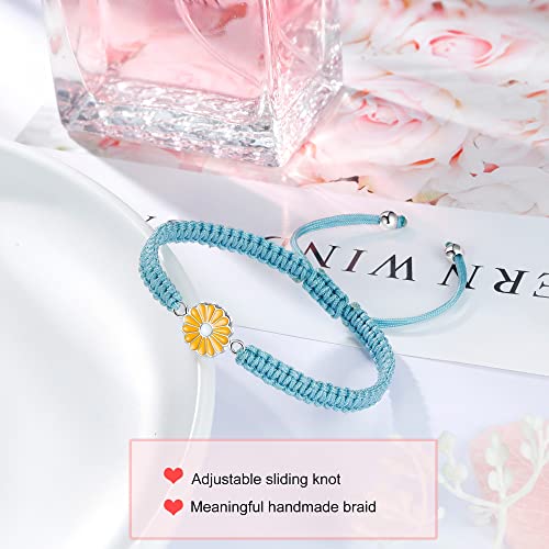 Image of Halloween Gifts for Girl, Sunflower Bracelets Jewelry Gifts, 925 Sterling Silver Handmade Rope Braided Bracelets