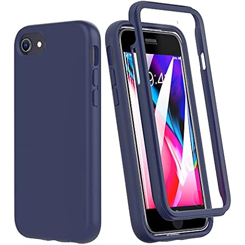 OWKEY iPhone SE 3 (3rd Gen - 2022) Case, iPhone SE 2020/8/7 Case, 360 ° Full Body Heavy Duty Cover With Built-In Screen Protector, Shockproof Scratch Resistant Protective Case 2022 Upgrade (Blue) Cover