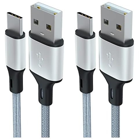 USB C Cable, 3.1A 2Pack 1M 2M Type C Cable Fast Charger Nylon USB-C Charging lead for Samsung S10 S9 S8 S20 Fe S21 S22 A12 A40 A70 A72 A20e A21s A32 A50,Huawei P30 P20 Sony Xperia, Xiaomi,Google Pixel Cover