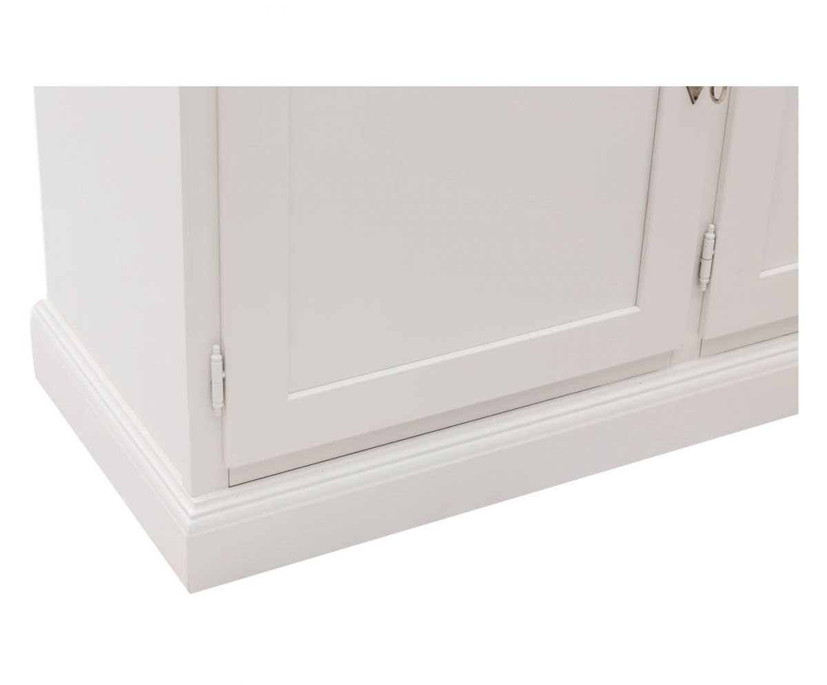 Vicentini arreda CREDENZA CRISTALLIERA IN LEGNO 4 PORTE MOD MARTINI SHABBY CHIC BIANCA
