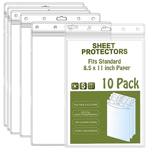 Protège-feuilles plastique transparent Bird Fiy 21,6x27,9cm pour documents et photos, lot de 10