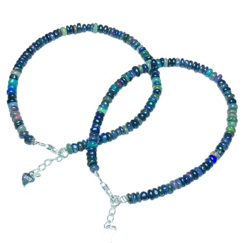 [NHHNSW] New 2026 1 PC Fengbaowu Natural Black Opal Chain Bracelet Heishi Beads 925 Sterling Silver Fashion JewelryMtg