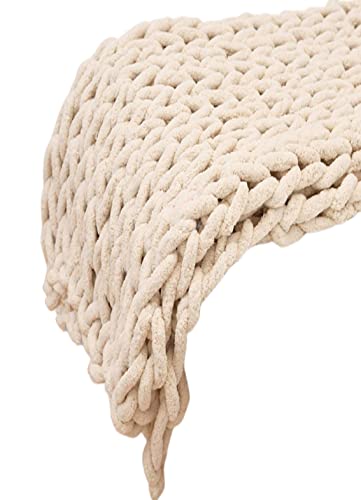 Chunky Chenille Yarn For Blanket, Super Soft Thick Fluffy Jumbo Chunky Chenille-Style Polyester Yarn For Home Décor Projects,Arm Knitting (Beige, 2Kg / 63 Oz / 220 Yards) #TOP5