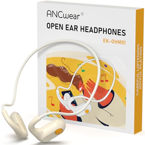 ANCwear Auriculares inalámbricos con diseño Seguro, Sistema de conducción de Aire Ligero, Resistente al Sudor, Ideal para niños y Estudiantes (Beige)
