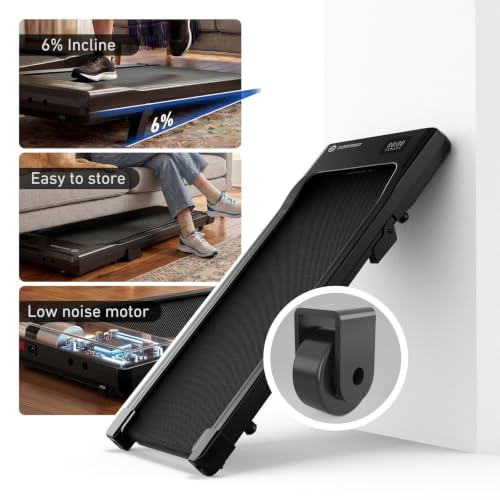 Image of DeerRun Walking Pad with 6% Incline, 3 in 1 Under Desk Treadmill for Home Office & Small Spaces, 2.5HP Quiet Walking Pad Treadmill with 300lb Capacity, 0.6-3.8MPH, App & Remote Control