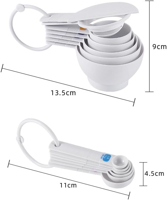 Baking Measuring Spoons and Cups Set with Egg Separator and Leveler Ergonomic Kitchen Measuring Tools for Accurate Cooking and Baking Includes 1/4 1/2 3/4 Cup Sizes with Hanging Hole