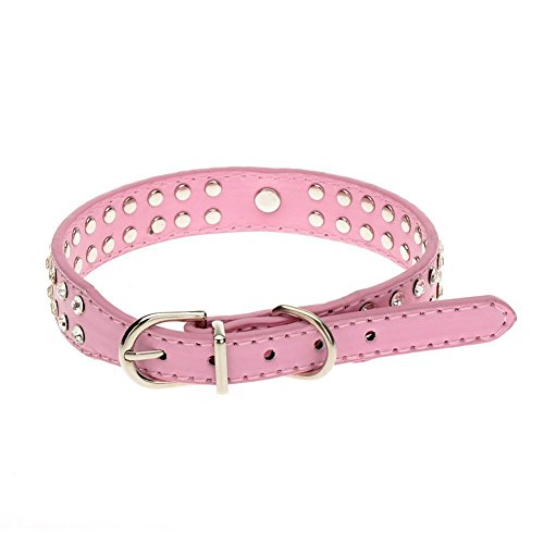 Ewanda Store Cute 2 Rows Rhinestone Bling Heart Studded Leather Dog Leash Dog Collar For Small Or Medium Dog Pet,Pink,Medium #TOP1