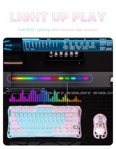 Image of GravaStar Mercury K1 Lite Mechanical Gaming Keyboard Wireless Aurora Mist | 75% wireless gaming keyboard with tri-mode (2.4G /BT /USB-C), hot swap, wireless, gasket, RGB lighting, mechanical keyboards