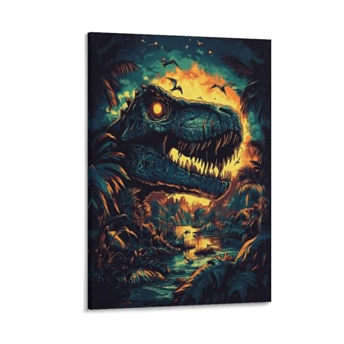 Tableau dinosaure décoration murale enfant en toile 40x60cm pour chambre